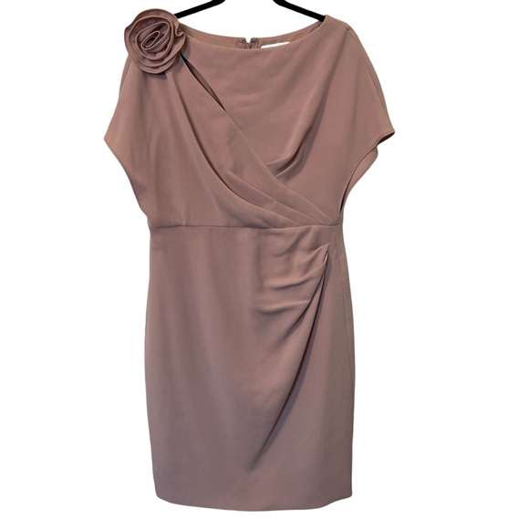 TERI JON BY RICKIE FREEMAN Dusty Rose Midi Length Dress Size 14.